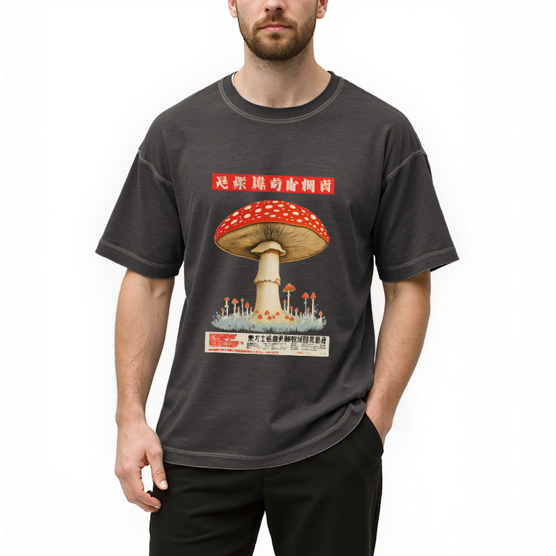 Tokyocanvas Psychedelic Mushroom Japanese Gradient Washed T-Shirt