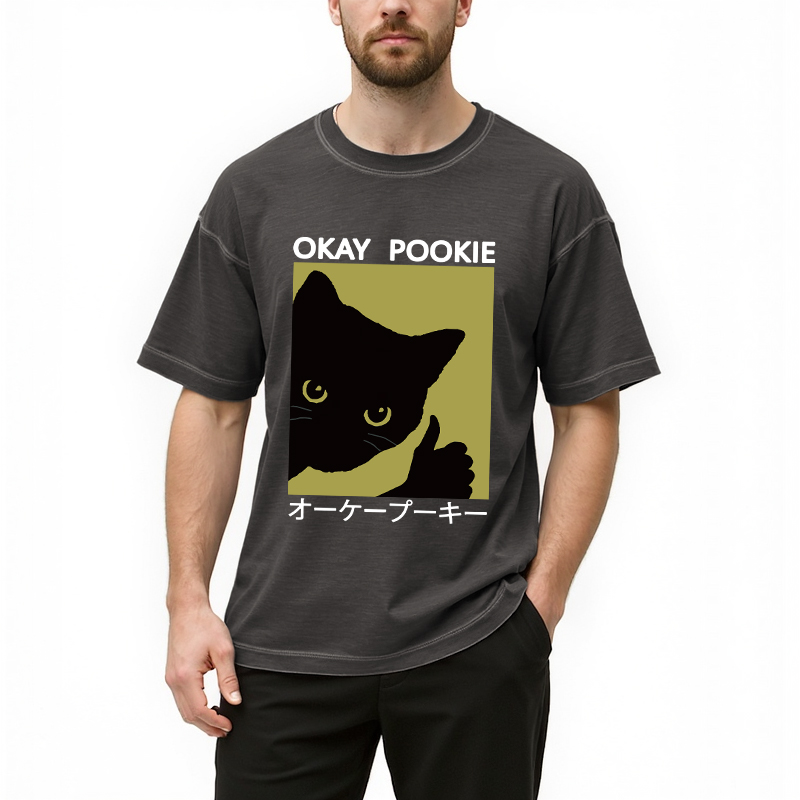 Tokyocanvas Okay Pookie Cat Gradient Washed T-Shirt