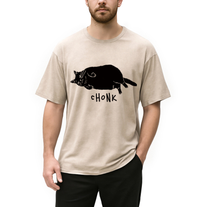 Tokyocanvas Chonk Cat Washed T-Shirt