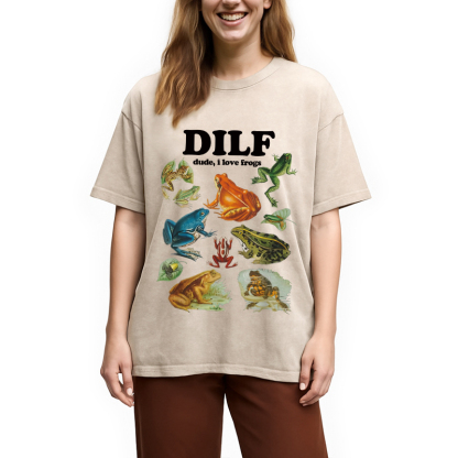 Tokyocanvas Dude I Love Frog Washed T-Shirt