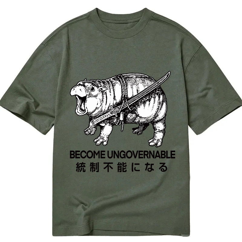 Tokyocanvas Moo Deng Carrying A Samurai Sword Classic T-Shirt