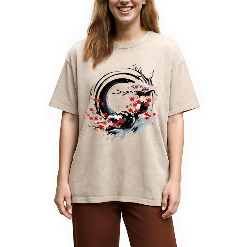 Tokyocanvas Sakura Tree Flow Washed T-Shirt