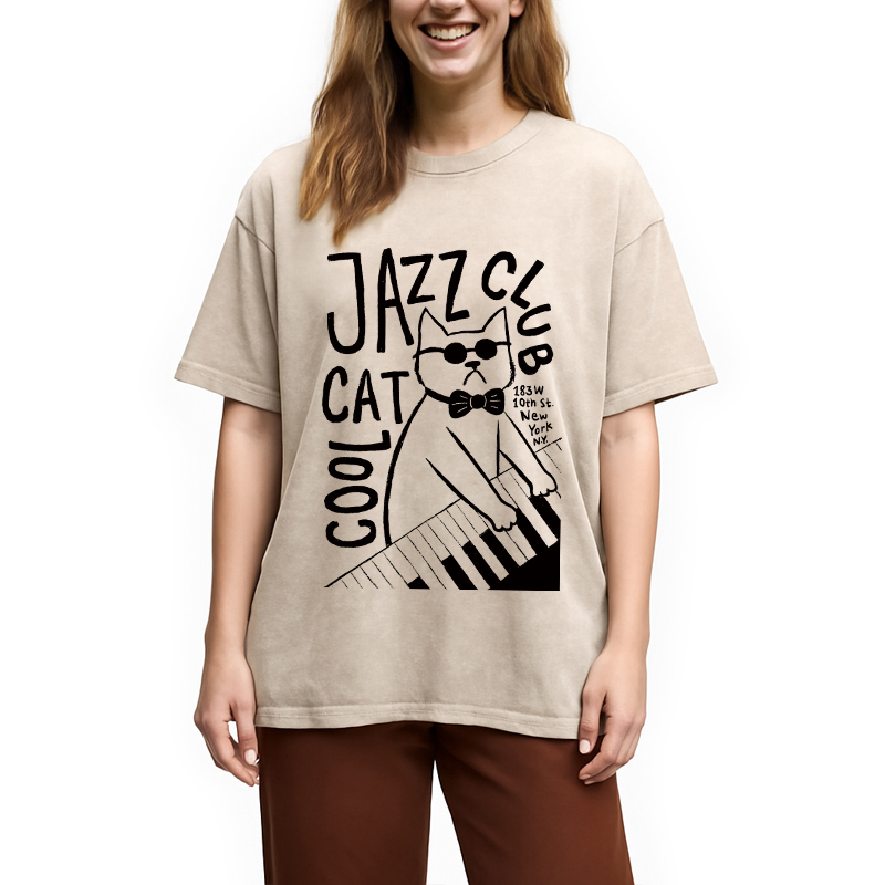 Tokyocanvas Jazz Cat Club Washed T-Shirt
