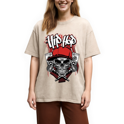 Tokyocanvas Skull Hip Hop Washed T-Shirt