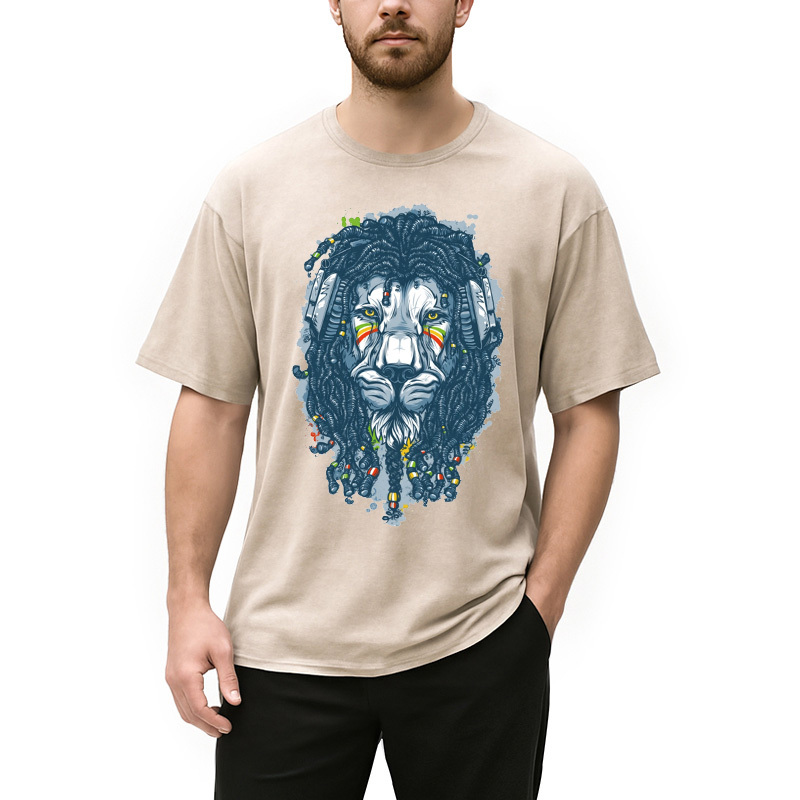 Tokyocanvas Hip Hop Lion Washed T-Shirt