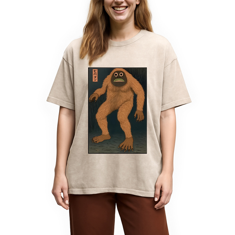 Tokyocanvas Japanese Long Hair Monste Washed T-Shirt