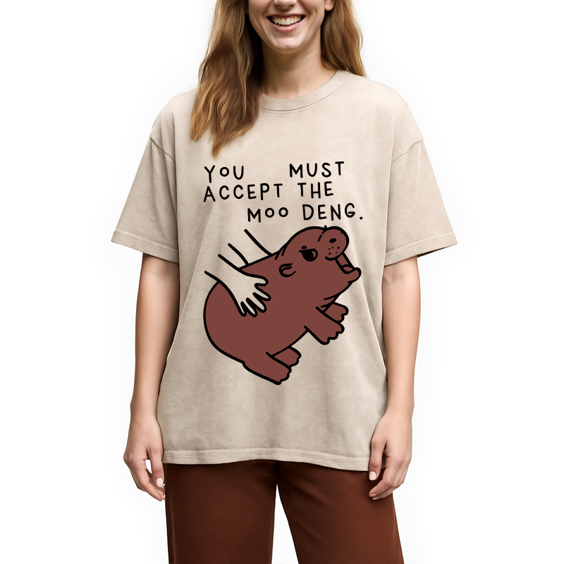 Tokyocanvas Give You Moo Deng Washed T-Shirt