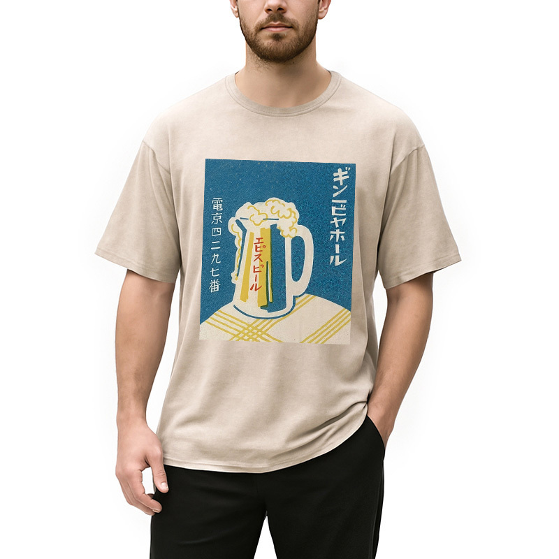 Tokyocanvas Japanese Vintage Beer Mug Washed T-Shirt