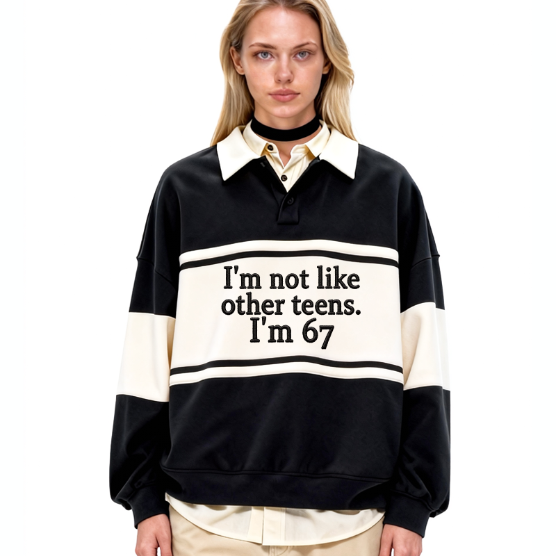 Tokyocanvas 67 Teens Polo Embroidered Sweatshirt