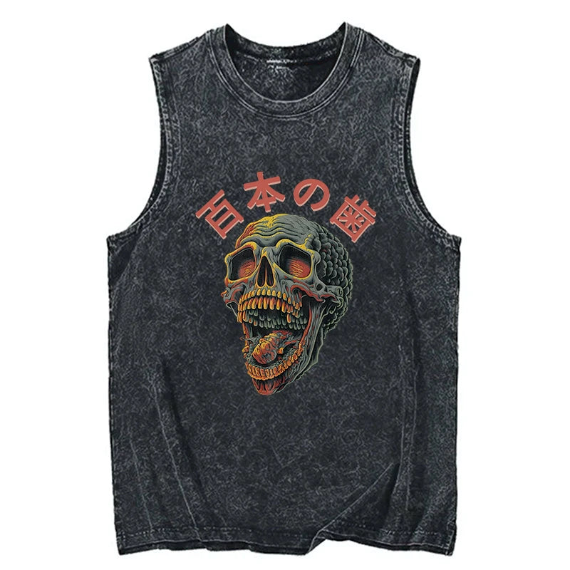 Tokyocanvas Terrifying And Disgusting Skull Washed Tank