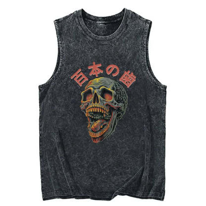 Tokyocanvas Terrifying And Disgusting Skull Washed Tank