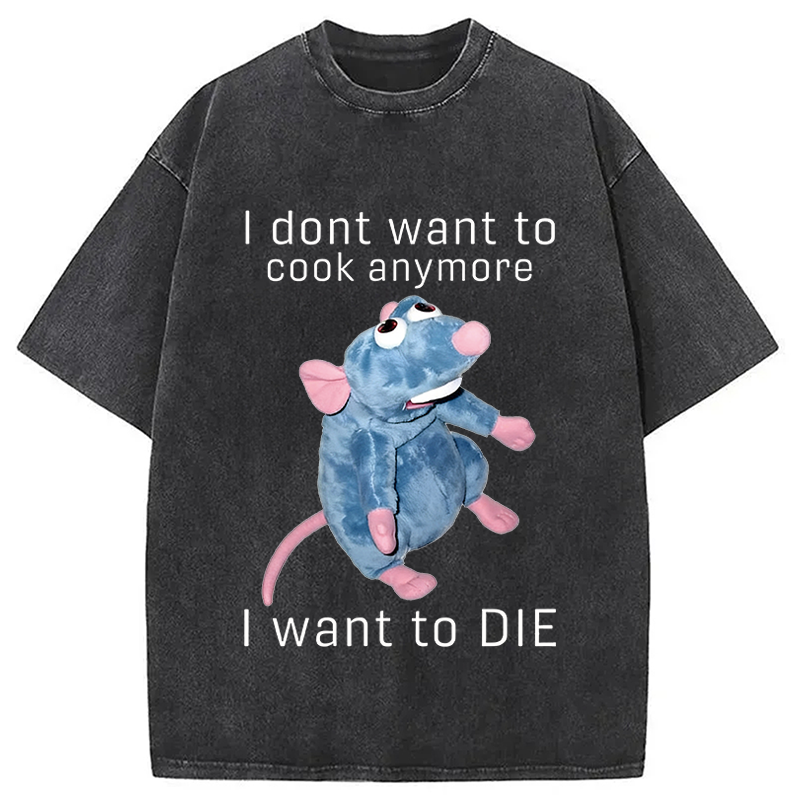Tokyocanvas I Don't Want To Cook Anymore I Want To Die Rat Washed T-Shirt