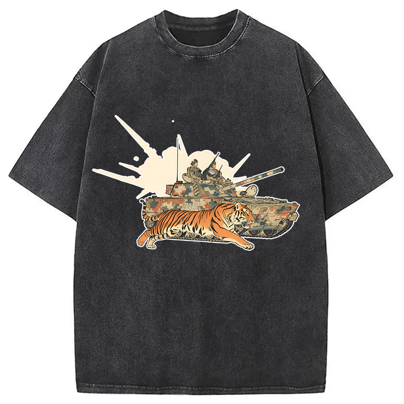 Tokyocanvas Tiger and Chariot Washed T-Shirt