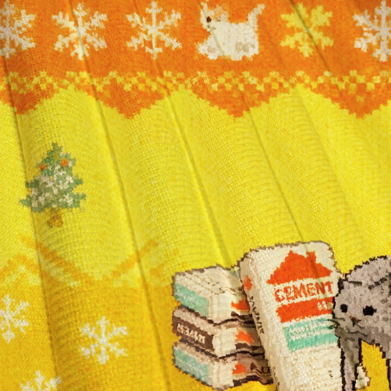 Tokyocanvas I Eat Cement Yellow Christmas Ugly Sweatshirt