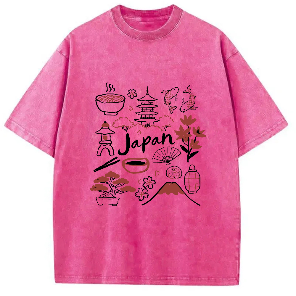 Tokyocanvas Japanese Cultural Elements Vintage Washed T-Shirt