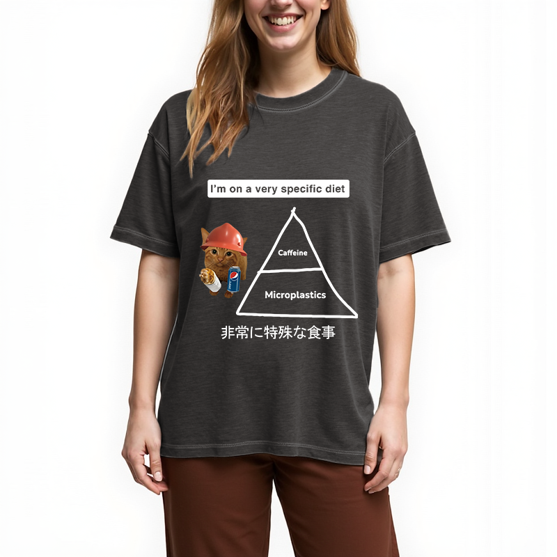 Tokyocanvas A Very Specific Diet Cat Meme Gradient Washed T-Shirt