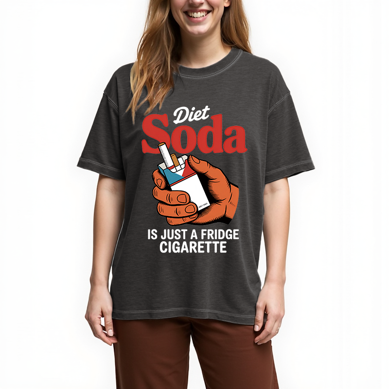 Tokyocanvas Diet Soda Is Just A Fridge Cigarette Funny Gradient Washed T-Shirt