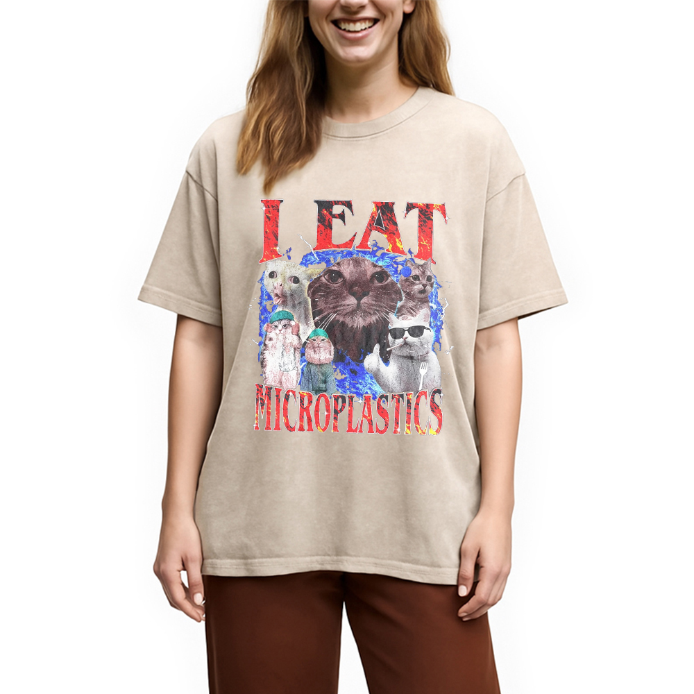 Tokyocanvas I Eat Microplastics Washed T-Shirt