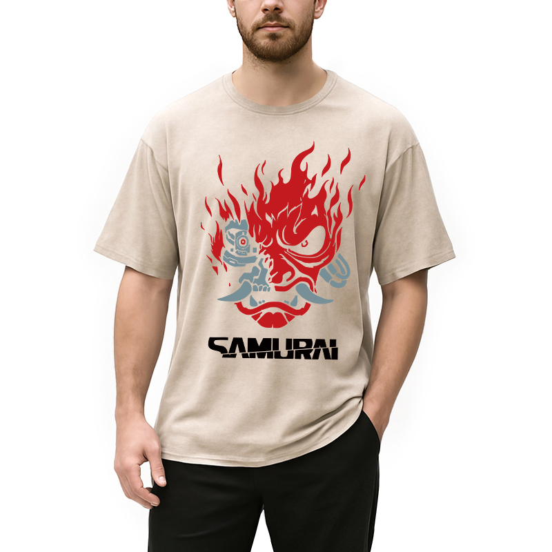 Tokyocanvas Vintage Samurai Retro Japanese Washed T-Shirt