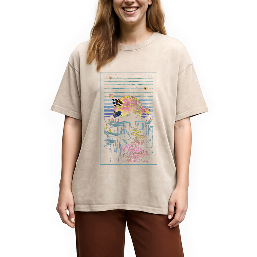 Tokyocanvas Moon And Balloon Washed T-Shirt