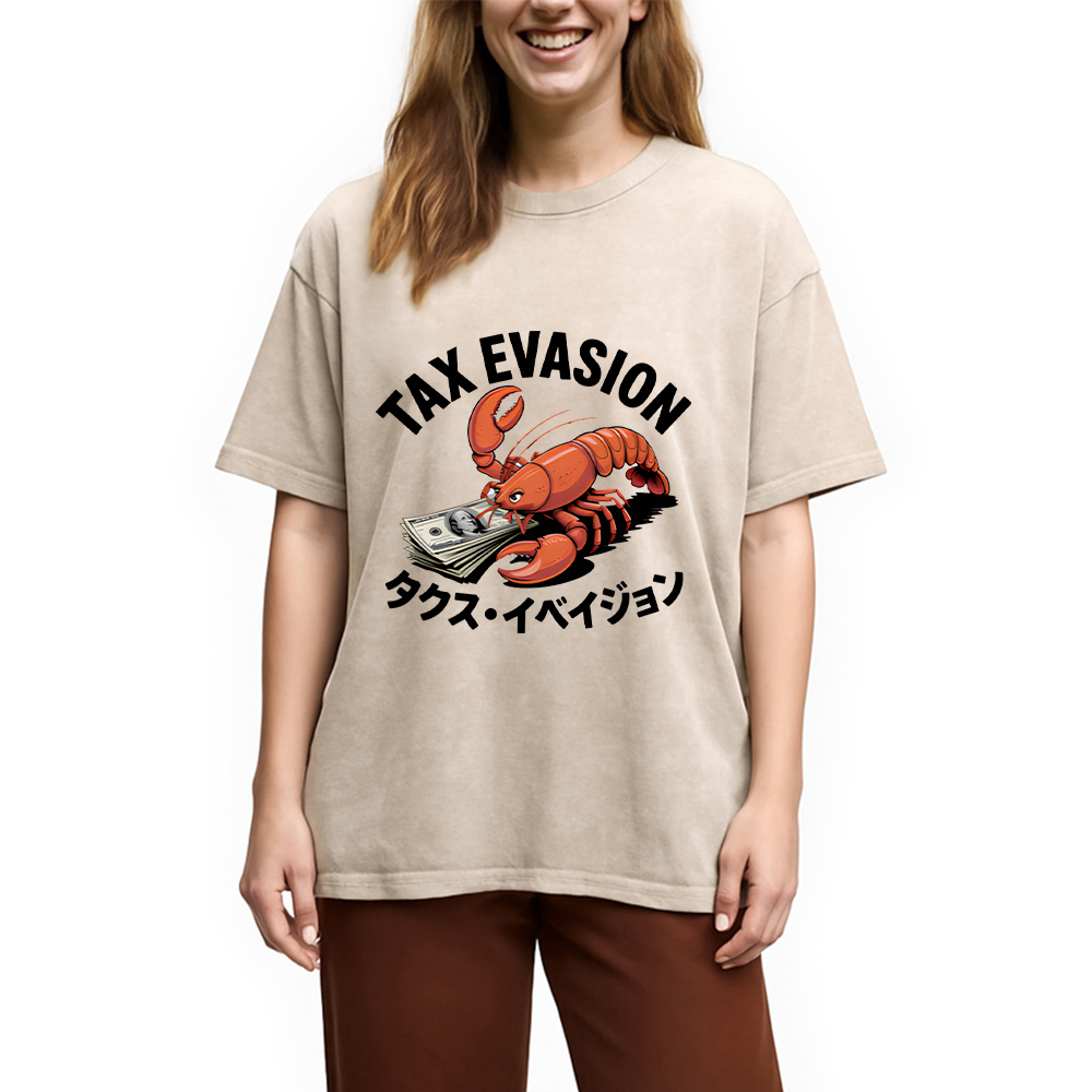 Tokyocanvas Tux Evasion Funny Washed T-Shirt