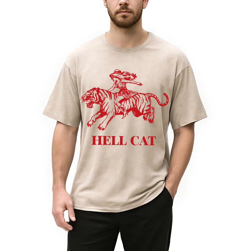 Tokyocanvas Vintage Cowgirl Hell Cat Washed T-Shirt