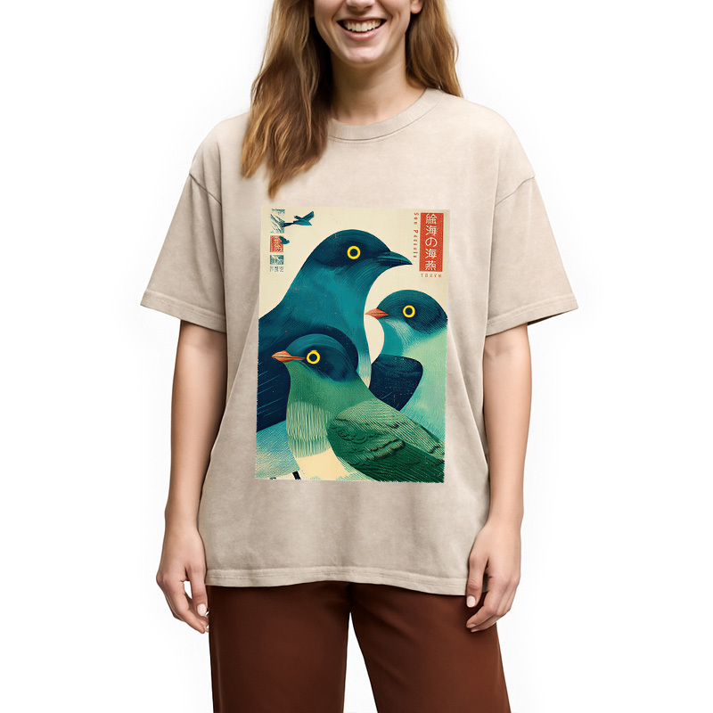 Tokyocanvas Petrels Of The Painted Sea Washed T-Shirt