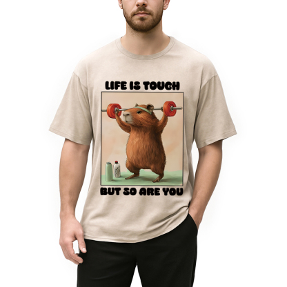 Tokyocanvas Capybara Lifting Washed T-Shirt