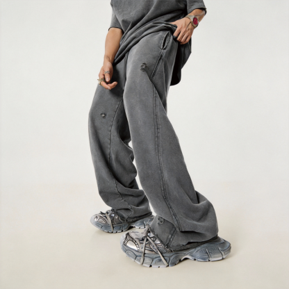 Tokyocanvas Vintage Distressed Rolled-up Ripped Sweatpants