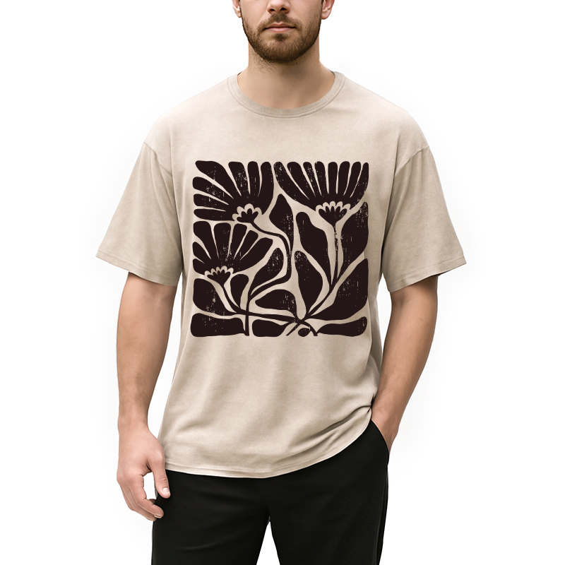 Tokyocanvas Abstract Floral Washed T-Shirt