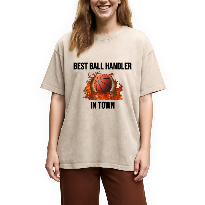 Tokyocanvas Ball Handler Basketball Funny Meme Washed T-Shirt