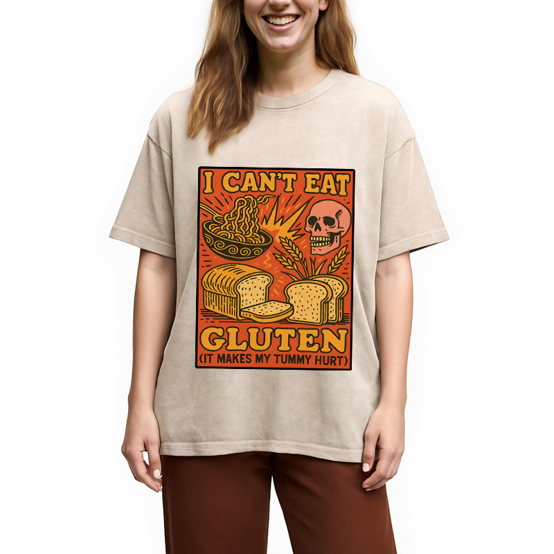 Tokyocanvas Funny Gluten Intolerance Meme Washed T-Shirt