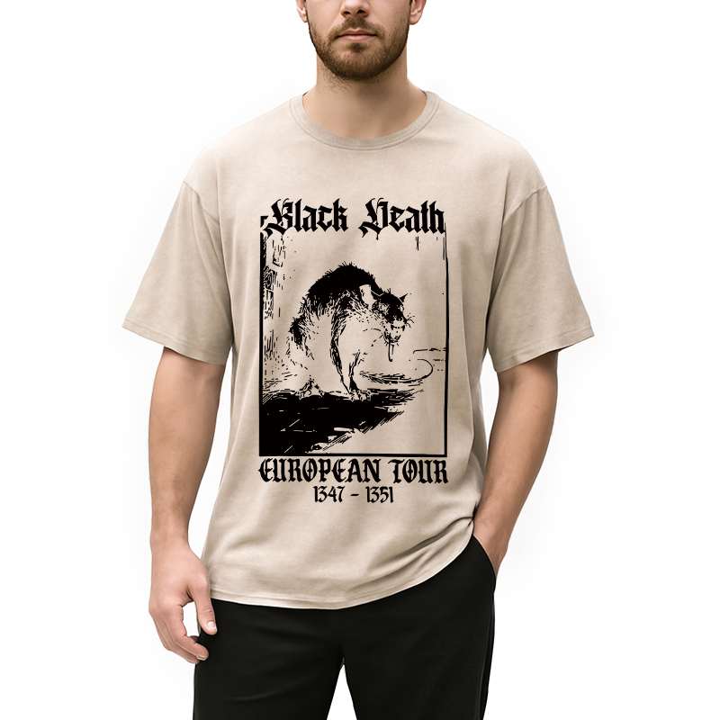 Tokyocanvas Black Death Rat Washed T-Shirt