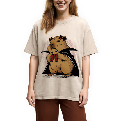Tokyocanvas Vampire Capybara Washed T-Shirt