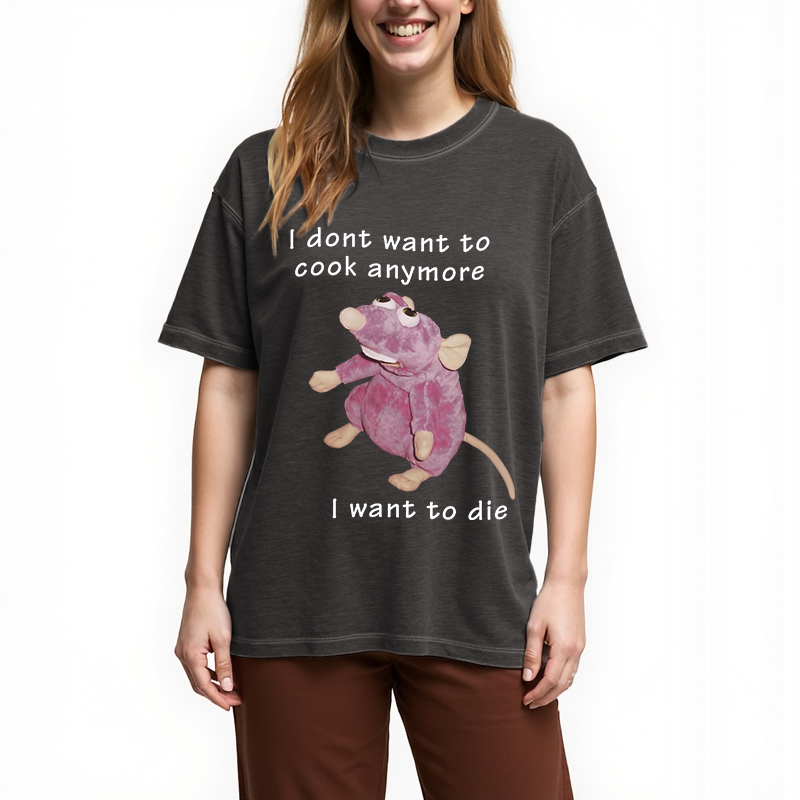 Tokyocanvas I Don't Want To Cook Anymore Gradient Washed T-Shirt