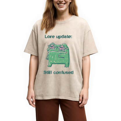 Tokyocanvas Lore Update Still Confused Frog Washed T-Shirt
