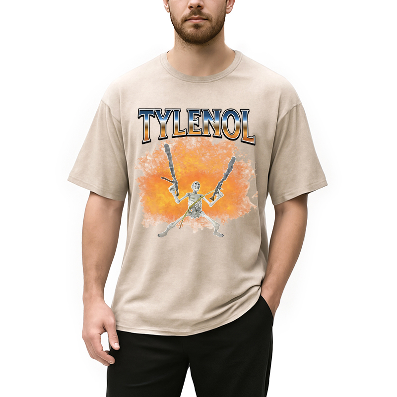 Tokyocanvas Funny Unhinged Skeleton Washed T-Shirt