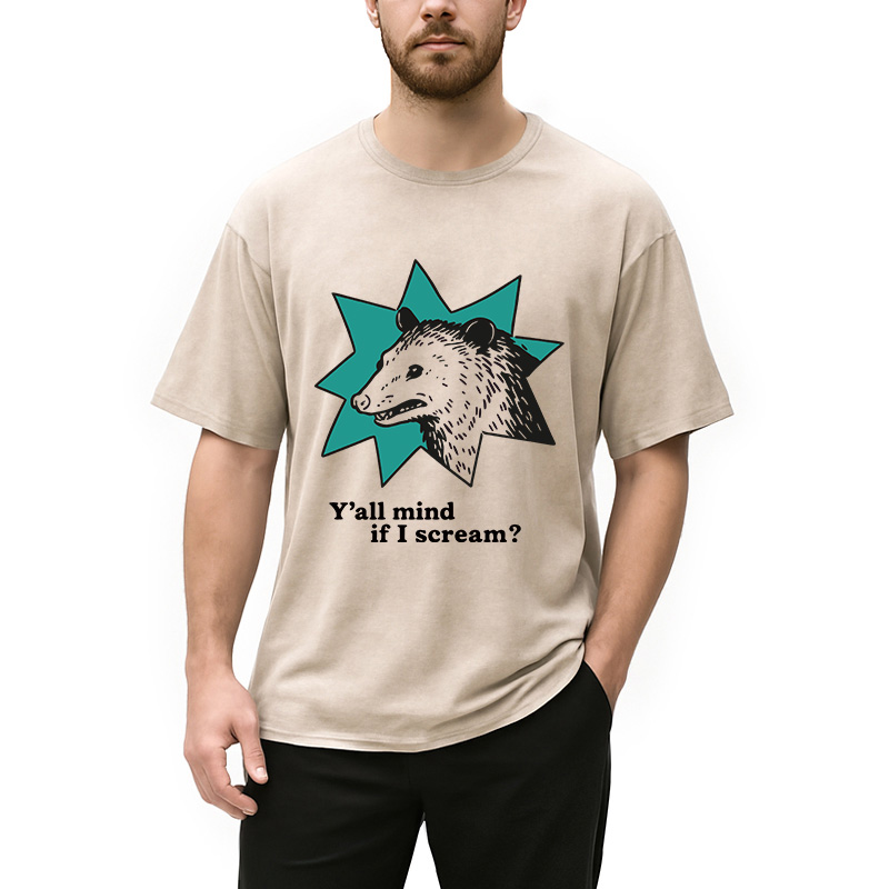 Tokyocanvas Y'all Mind If I Scream Possum Washed T-Shirt