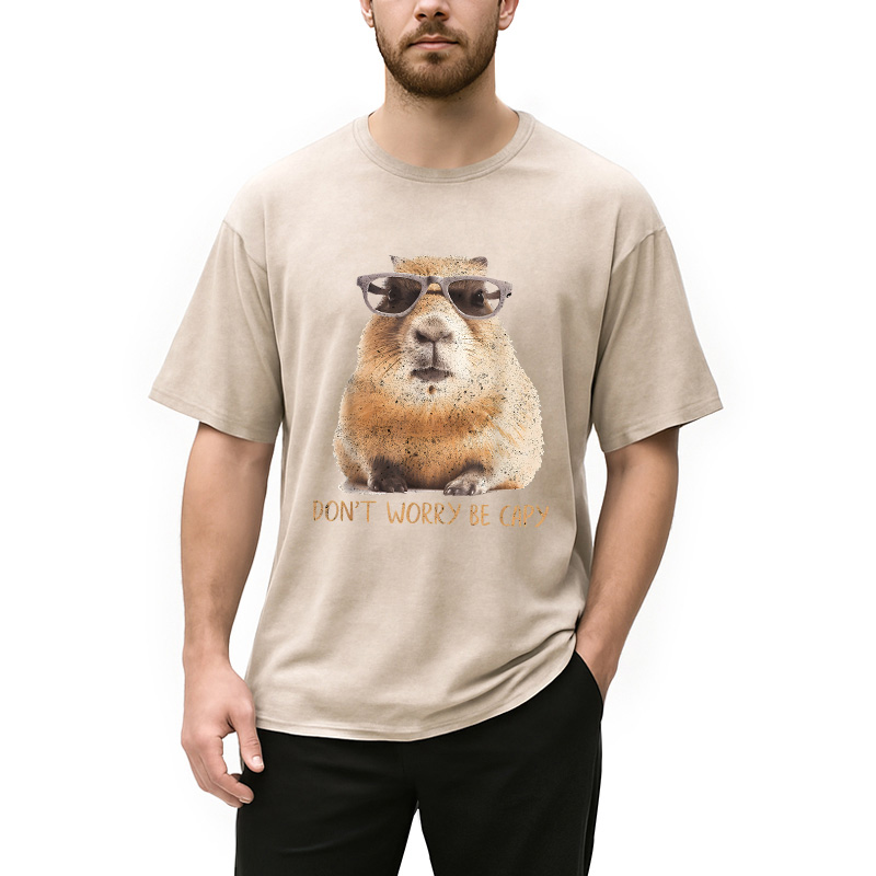 Tokyocanvas Don't Worry Be Capy Capybara Washed T-Shirt