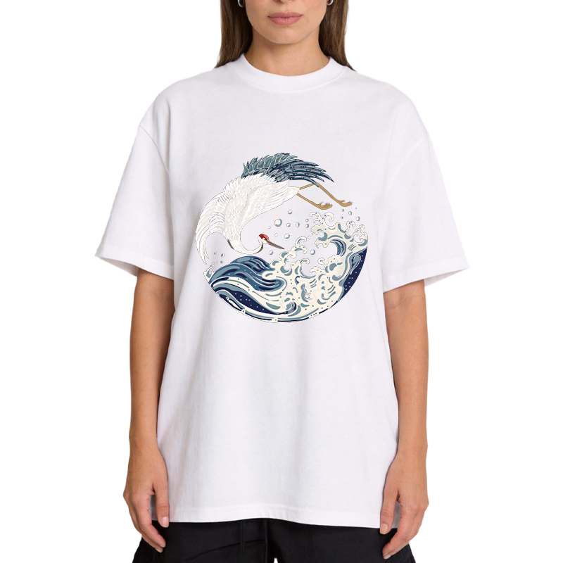 Tokyocanvas Crane Bird Wave Classic T-Shirt