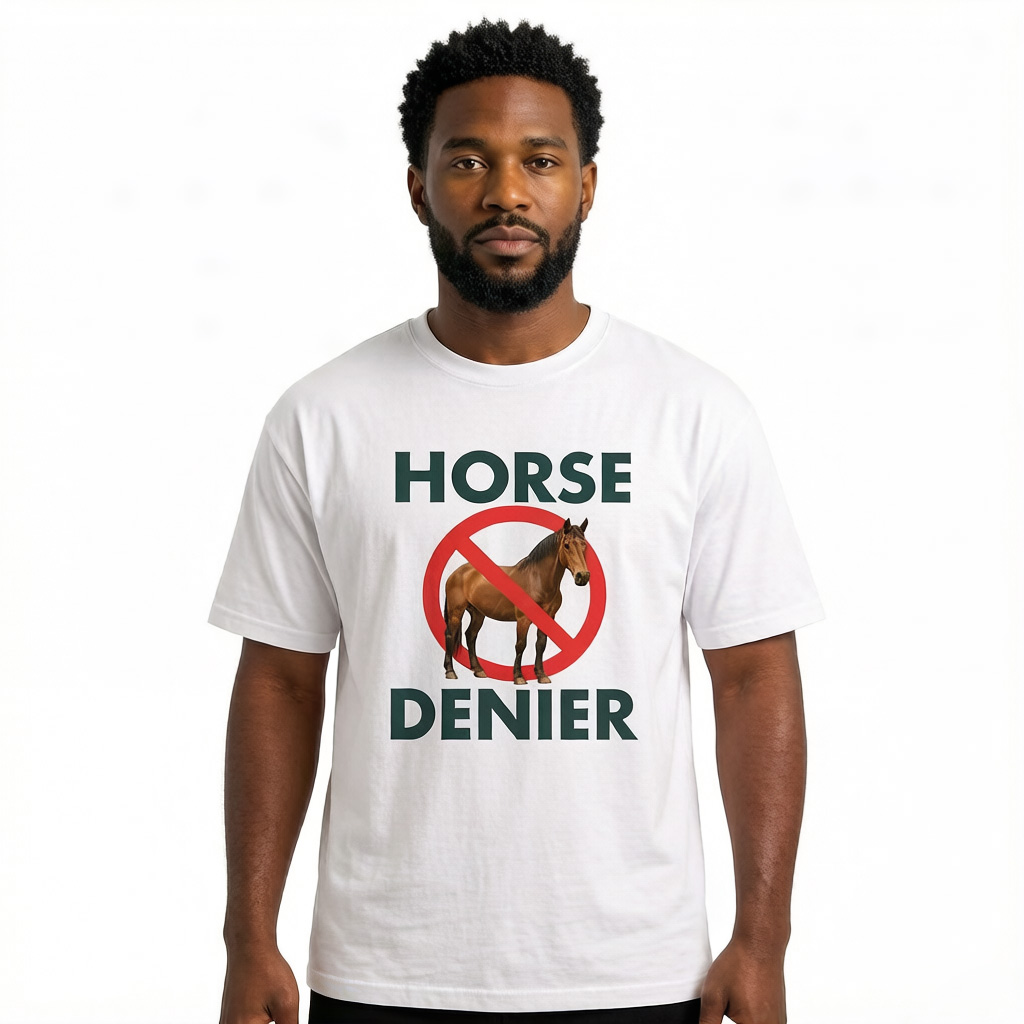 Tokyocanvas Funny Horse Denier Conspiracy Theory Classic T-Shirt