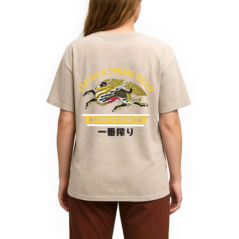 Tokyocanvas Kirin Ichiban Beer Logo Japanese Back Washed T-Shirt