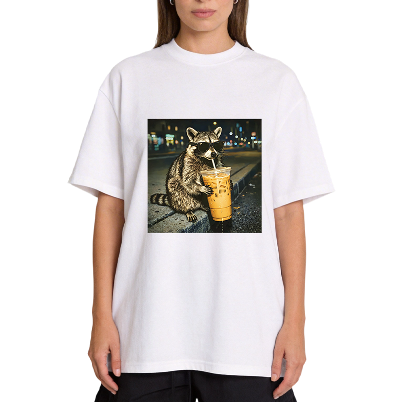 Tokyocanvas Racoon with a Ice Coffee Classic T-Shirt