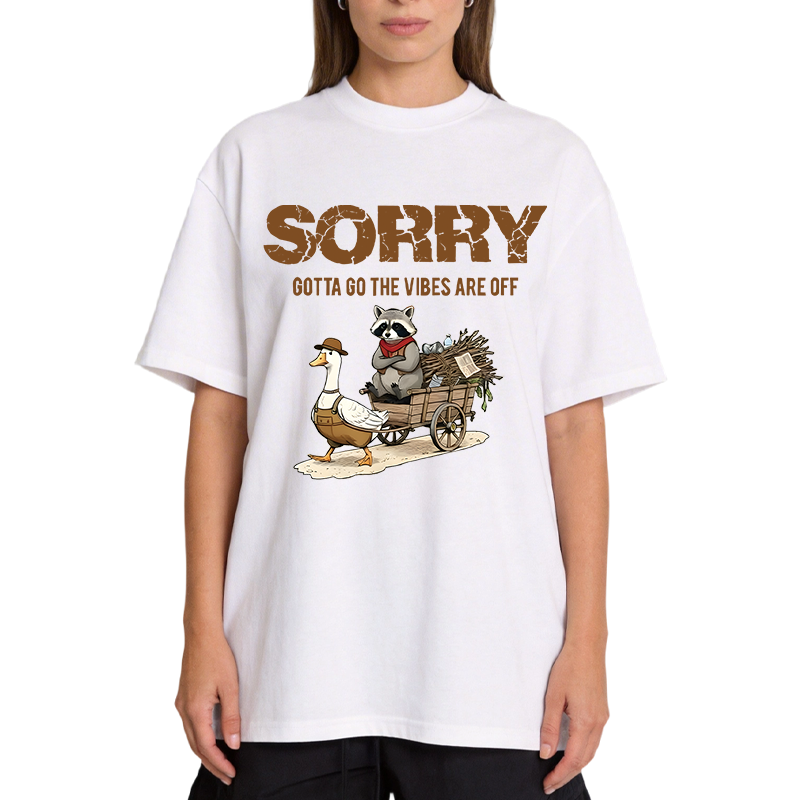 Tokyocanvas Sorry Gotta Go The Vibes Are Off Funny Raccoon Classic T-Shirt