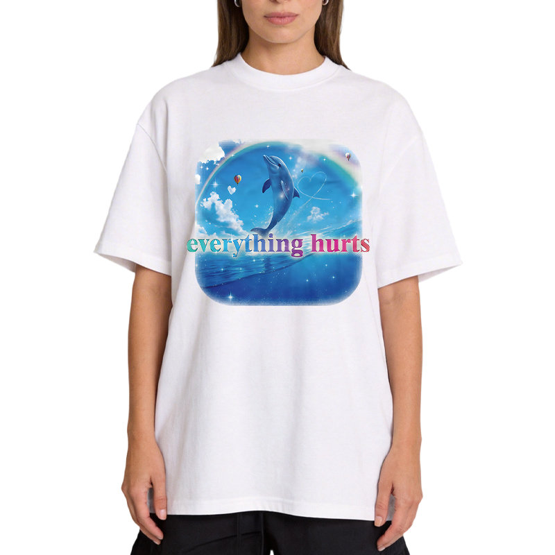 Tokyocanvas Everything Hurts Funny Dolphin Meme Classic T-Shirt