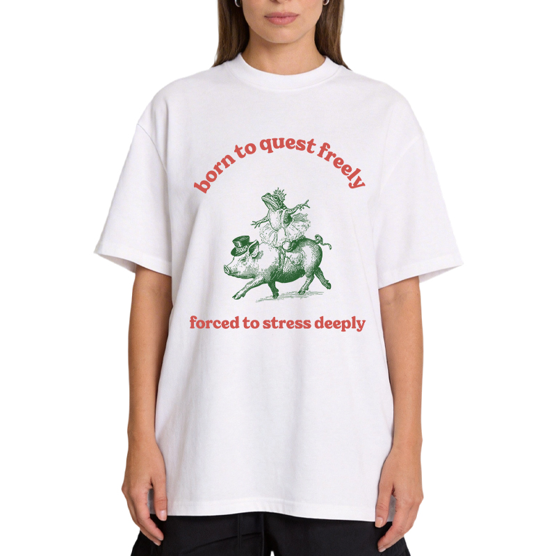 Tokyocanvas Born to Quest Freely Funny Pig Frog Classic T-Shirt