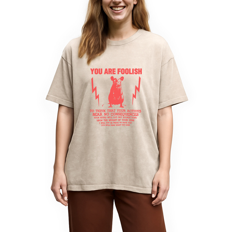 Tokyocanvas You Are Foolish Rat Meme Washed T-Shirt
