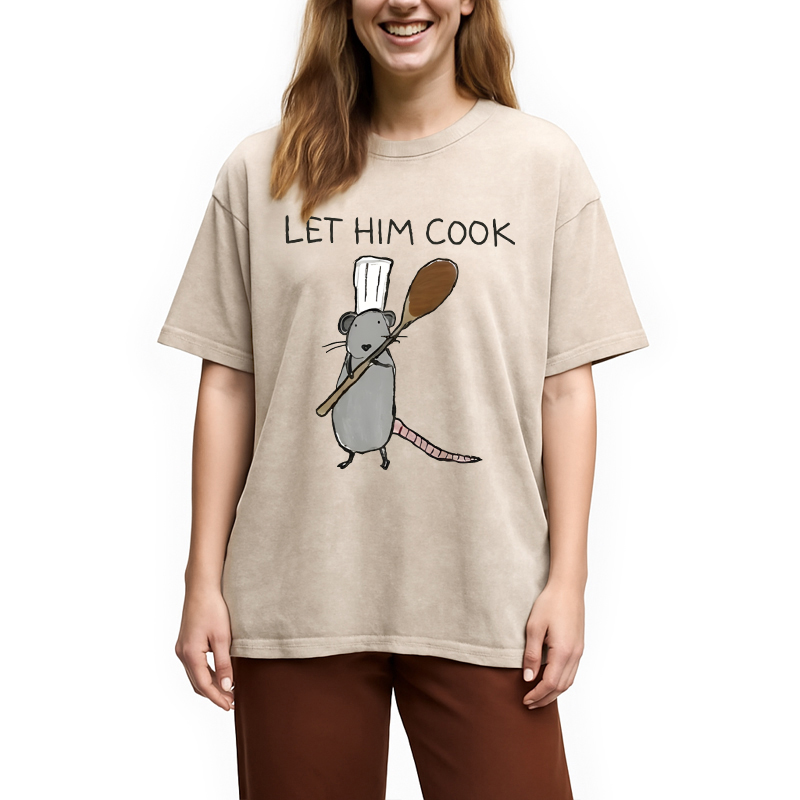 Tokyocanvas Let Him Cook Funny Rat Chef Washed T-Shirt