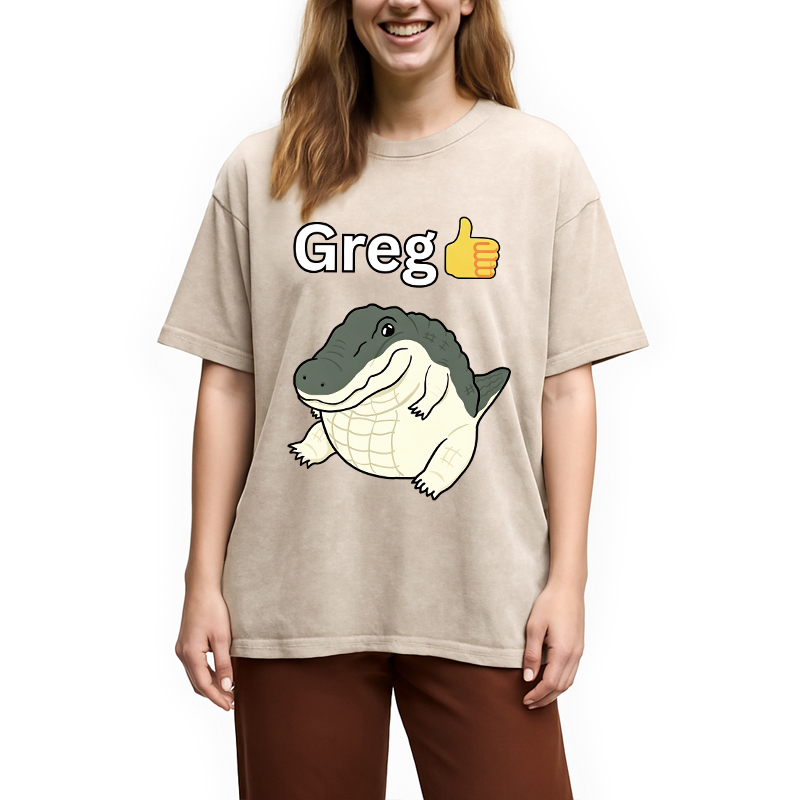 Tokyocanvas Greg The Crocodile Meme Washed T-Shirt