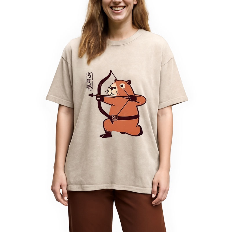 Tokyocanvas The Capybara Archer Washed T-Shirt